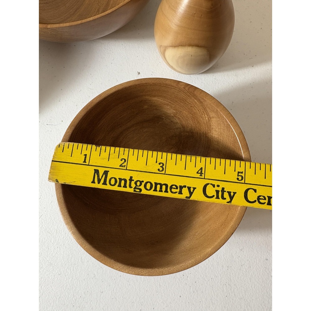 Vintage Hand Turned Wood Bowls Set Signed 2004-2005 Decor Salad Display Vase USA - Picture 12 of 15
